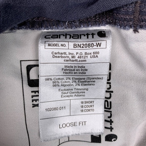 Carhartt Rugged Flex Loose Fit Canvas Work Pants Womens Size 18 Short Gray - Picture 10 of 13